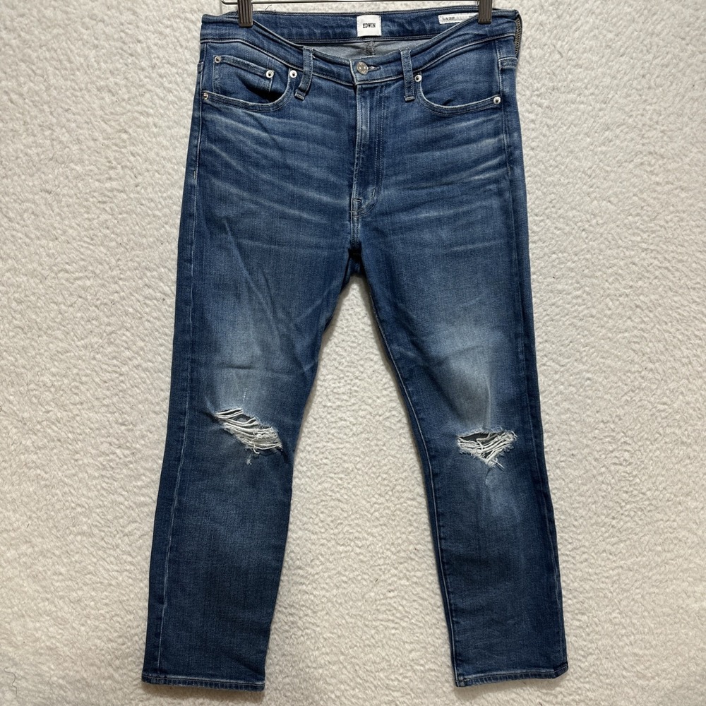Edwin Elin Crop Straight Women's Size 28 Distressed Cropped Jeans Denim USA Made